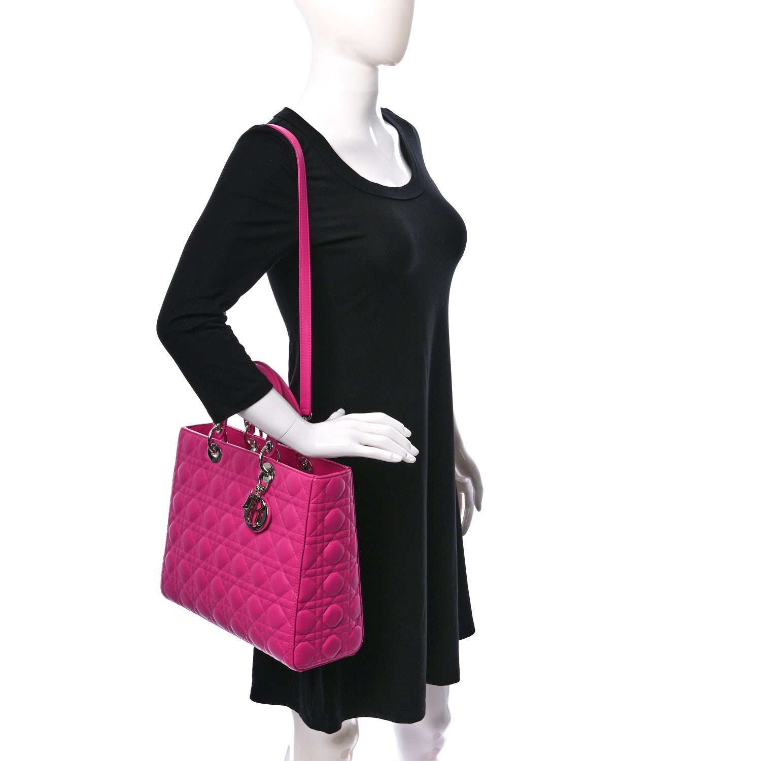Christian Dior Lambskin Cannage Large Lady Dior Pink 2 of 9