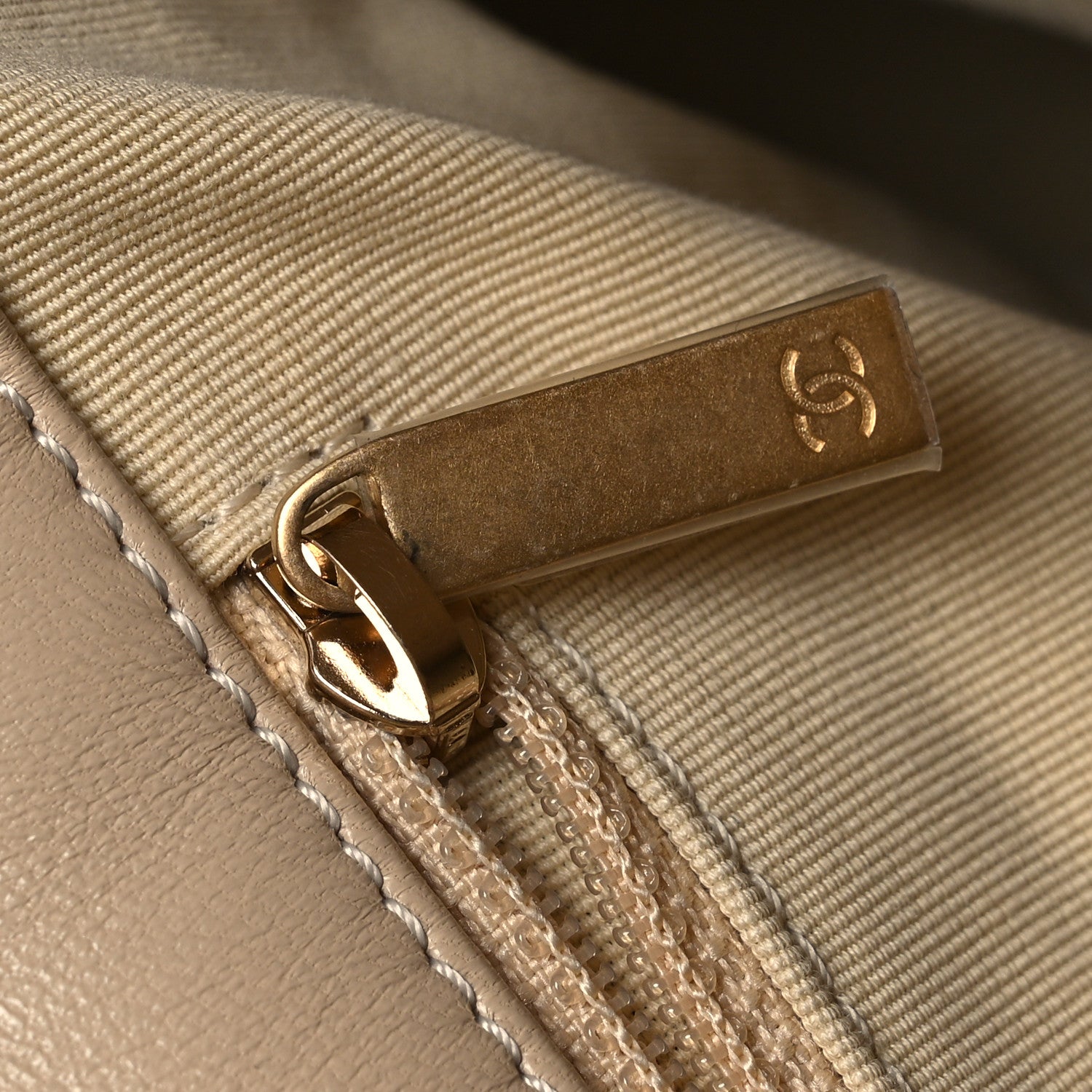 Chanel Lambskin Quilted Large Chanel 19 Flap Beige 10 of 13