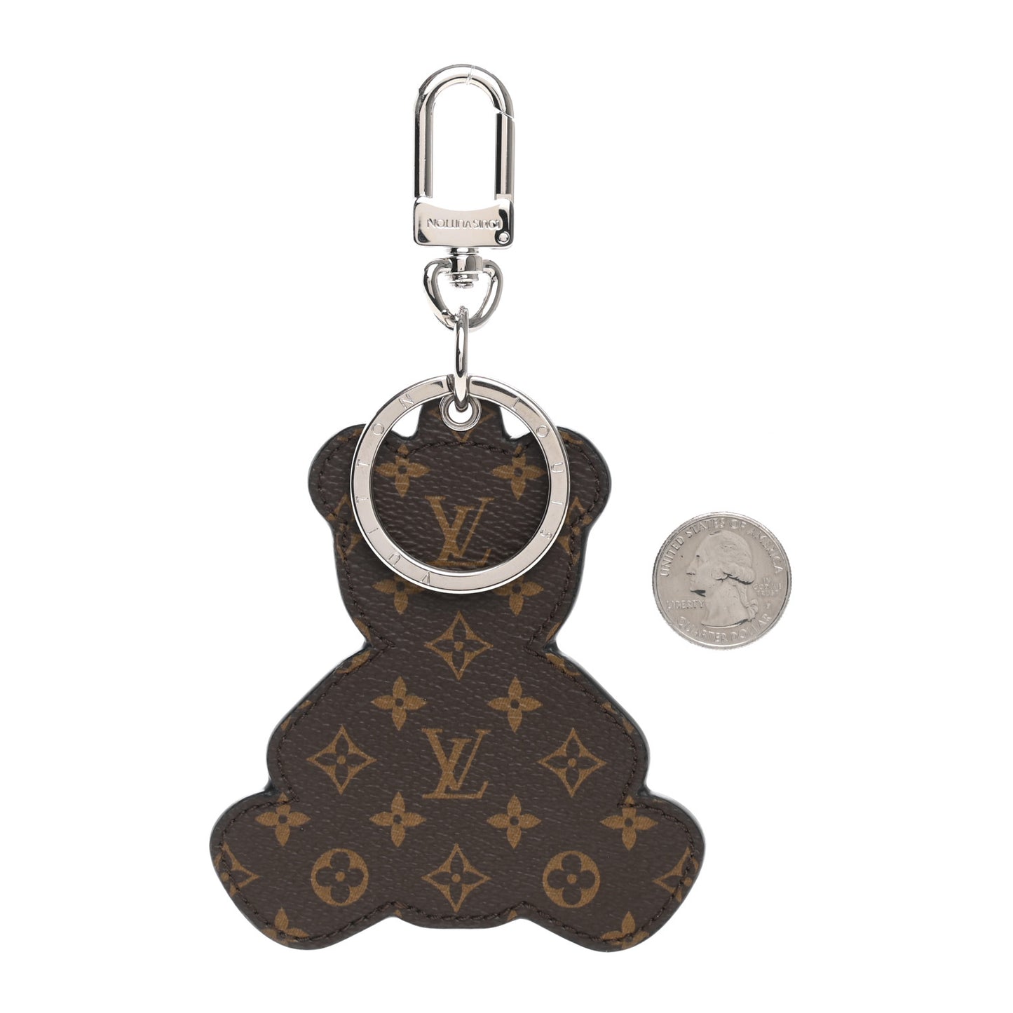 Monogram Teddy Bear Bag Charm Key Holder Brown