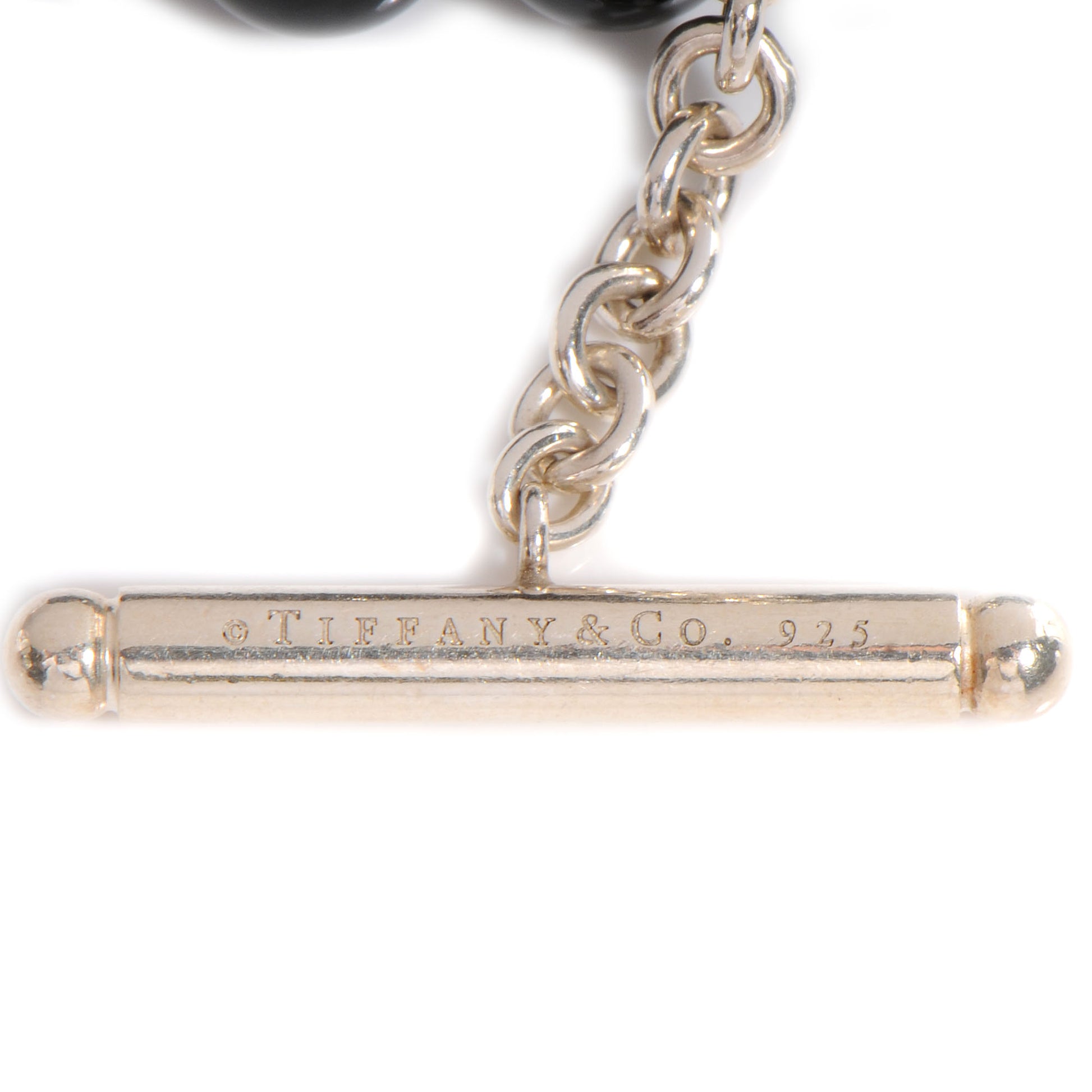 Tiffany Sterling Silver Black Onyx Bead Toggle Bracelet 4 of 5