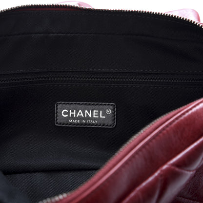 Chanel Glazed Calfskin Quilted Medium Duo Color Flap Dark Red 7 of 9