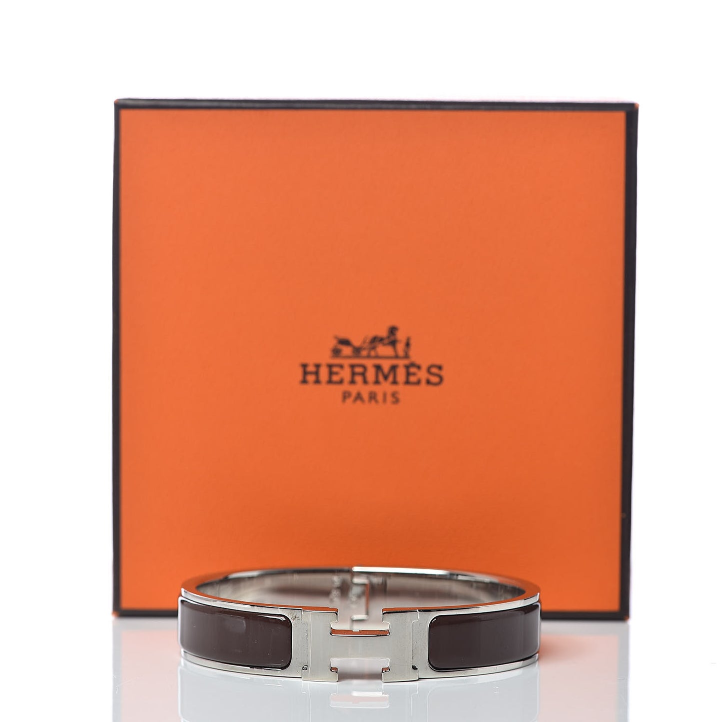 Enamel Narrow Clic Clac H Bracelet PM Chocolate