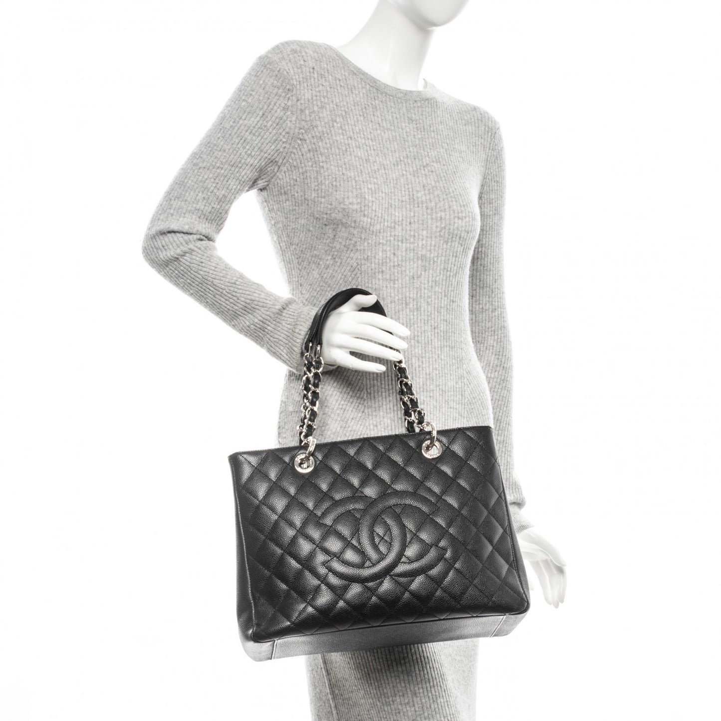 Caviar Quilted Grand Shopping Tote GST Black