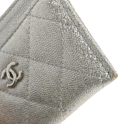 Chanel Glittered Metallic Caviar Quilted Card Holder Silver 13 of 14
