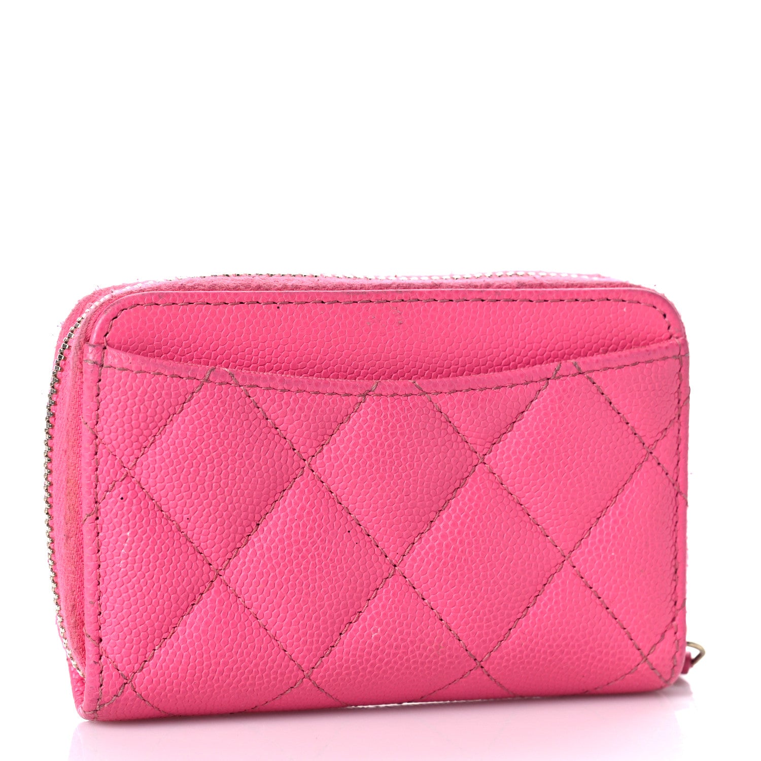 Chanel Caviar Quilted Zip Coin Purse Pink 3 of 17