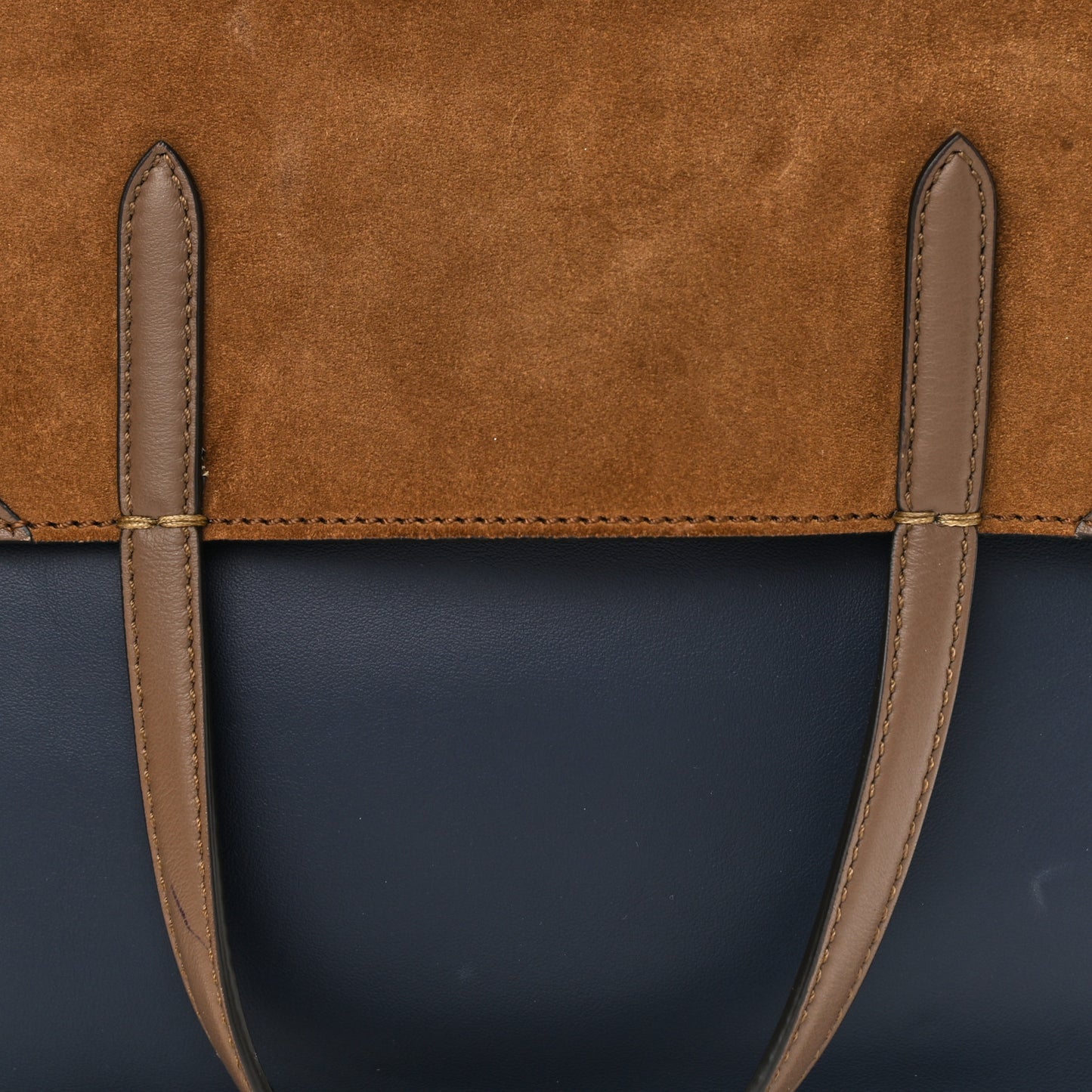Vitello Grace Suede Large Flip Tote Midnight Marrone