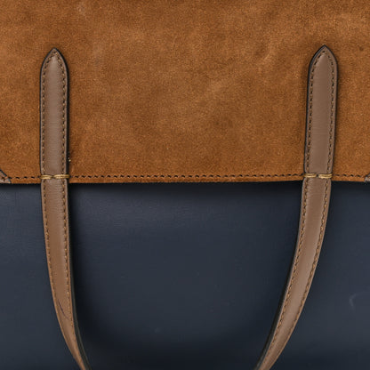 Fendi Vitello Grace Suede Large Flip Tote Midnight Marrone 9 of 11