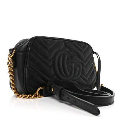 Gucci Calfskin Matelasse Small GG Marmont Chain Shoulder Bag Black 3 of 10