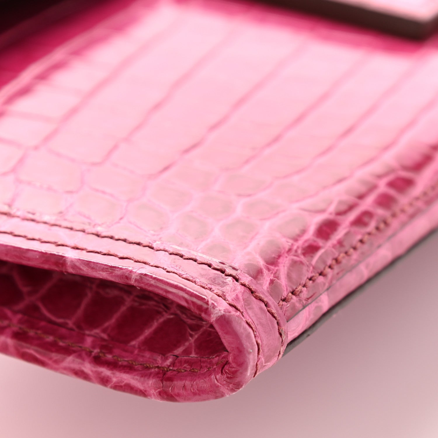 Hermes Shiny Niloticus Crocodile Jige Elan 29 Clutch Rose Scheherazade 7 of 10