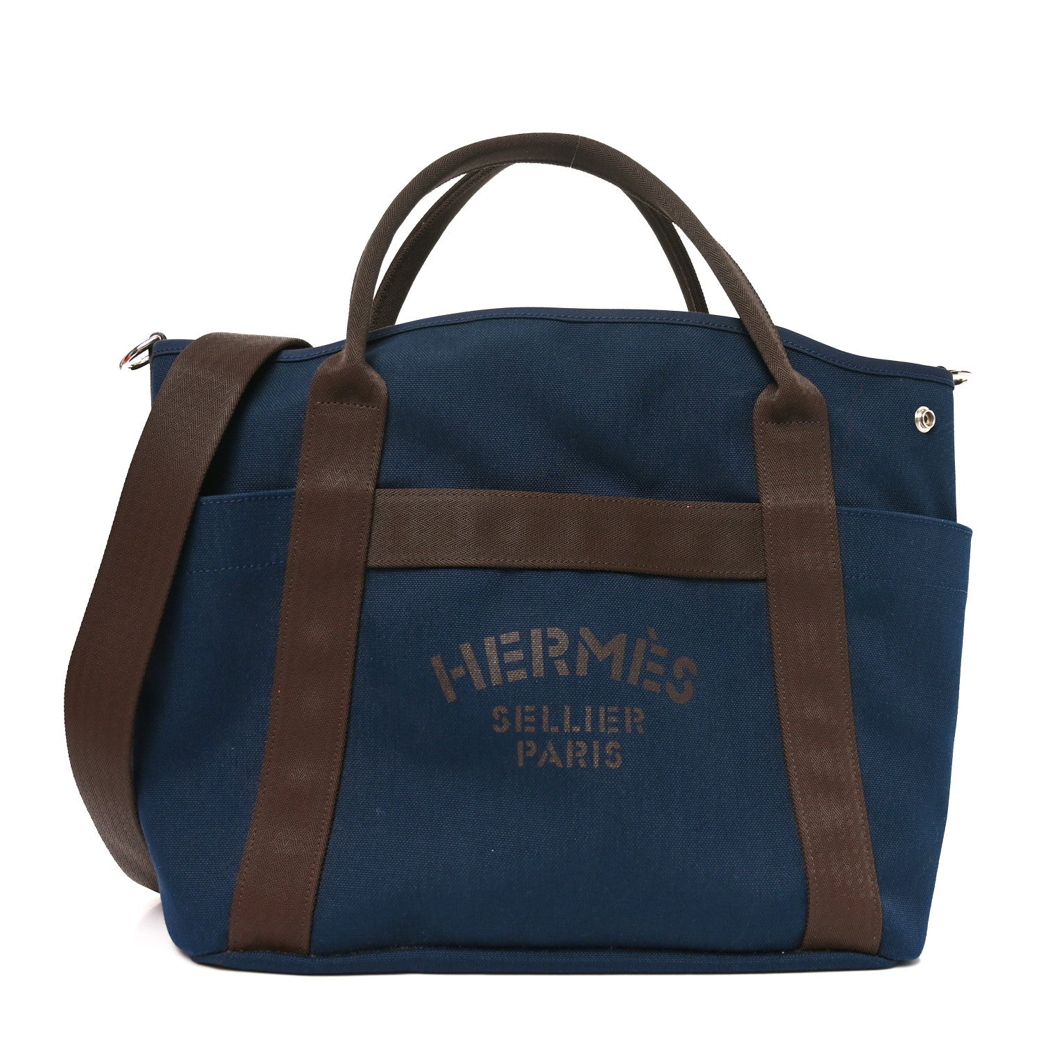Hermes Toile Sac De Pansage Groom Bleu Navy Feu 1 of 21