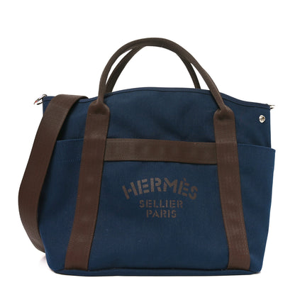 Hermes Toile Sac De Pansage Groom Bleu Navy Feu 1 of 21