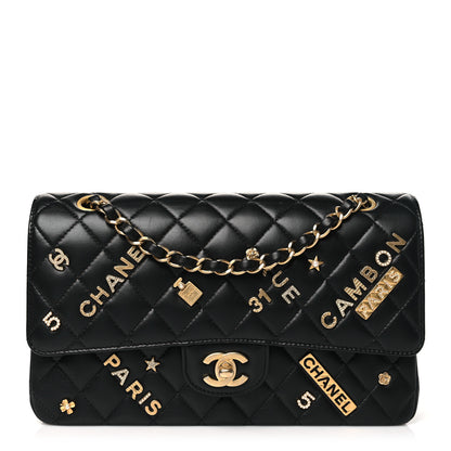 Chanel Lambskin Quilted Medium Rue Cambon Charms Double Flap Black 1 of 11
