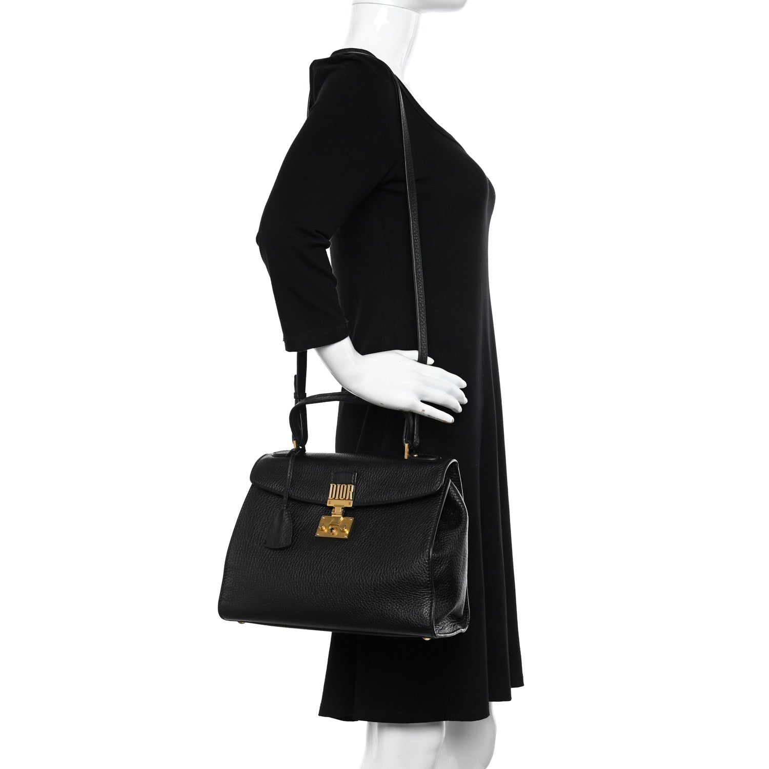 Christian Dior Calfskin Dioraddict Top Handle Black 2 of 12