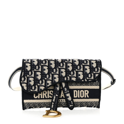 Christian Dior Oblique Slim Saddle Pouch Blue 1 of 10