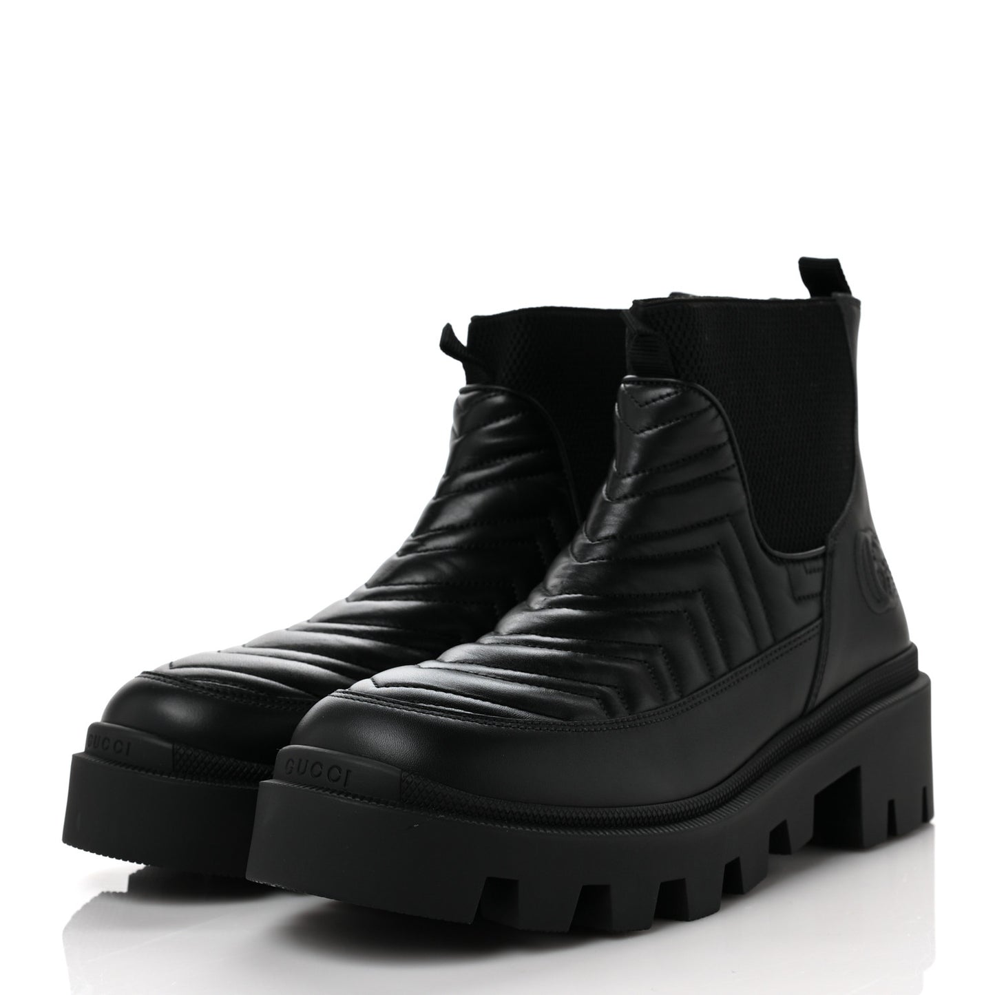 Calfskin Nappa Matelasse Frances Chelsea Boots 40.5 Black