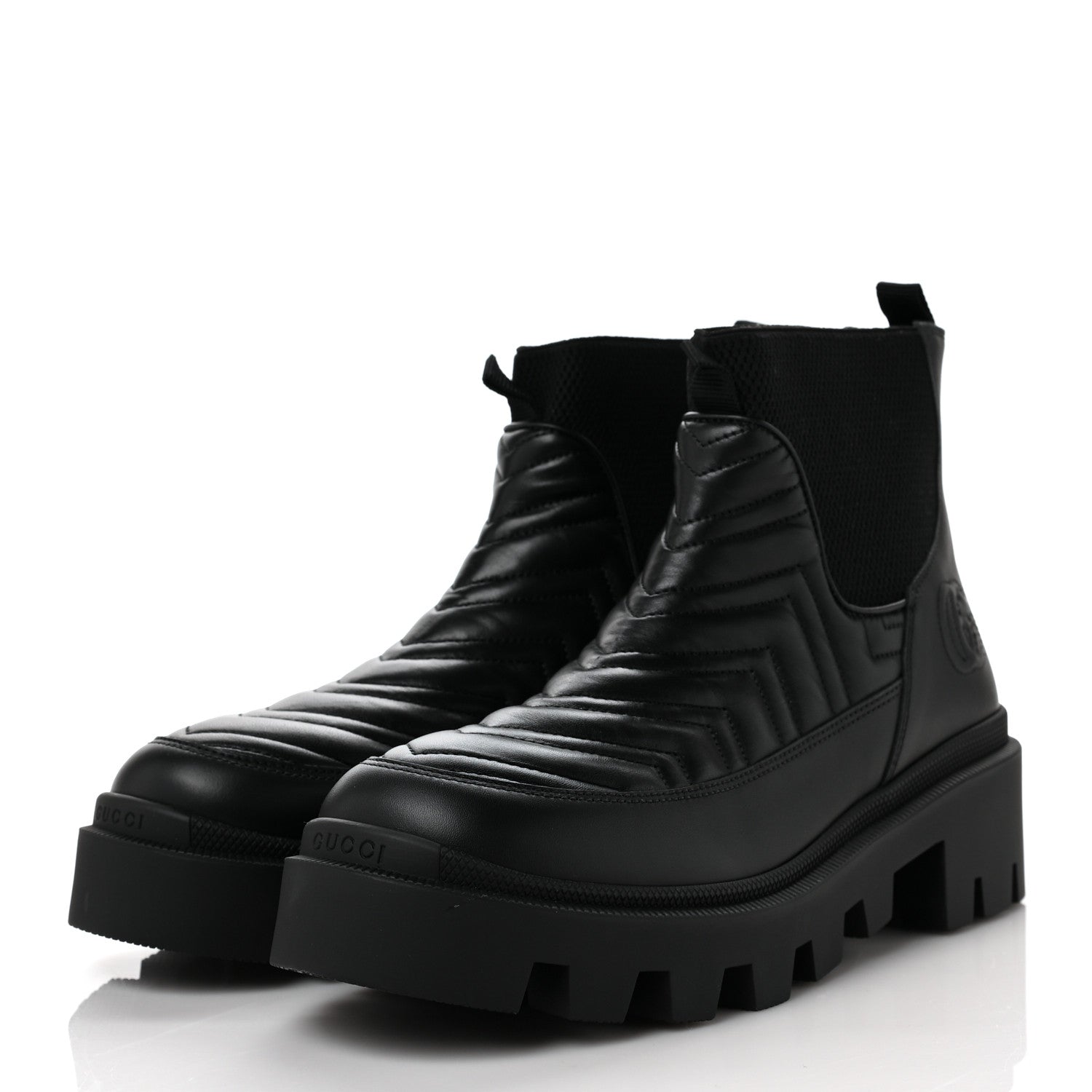 Gucci Calfskin Nappa Matelasse Frances Chelsea Boots 40.5 Black 2 of 7