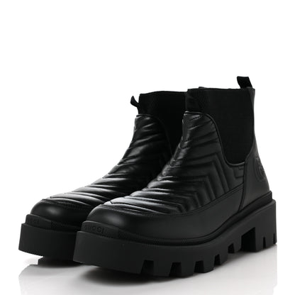 Gucci Calfskin Nappa Matelasse Frances Chelsea Boots 40.5 Black 2 of 7