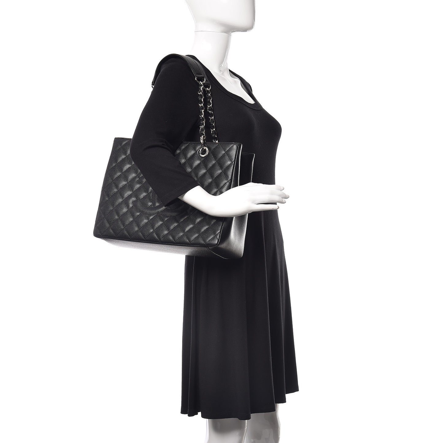 Caviar Quilted Grand Shopping Tote GST Black