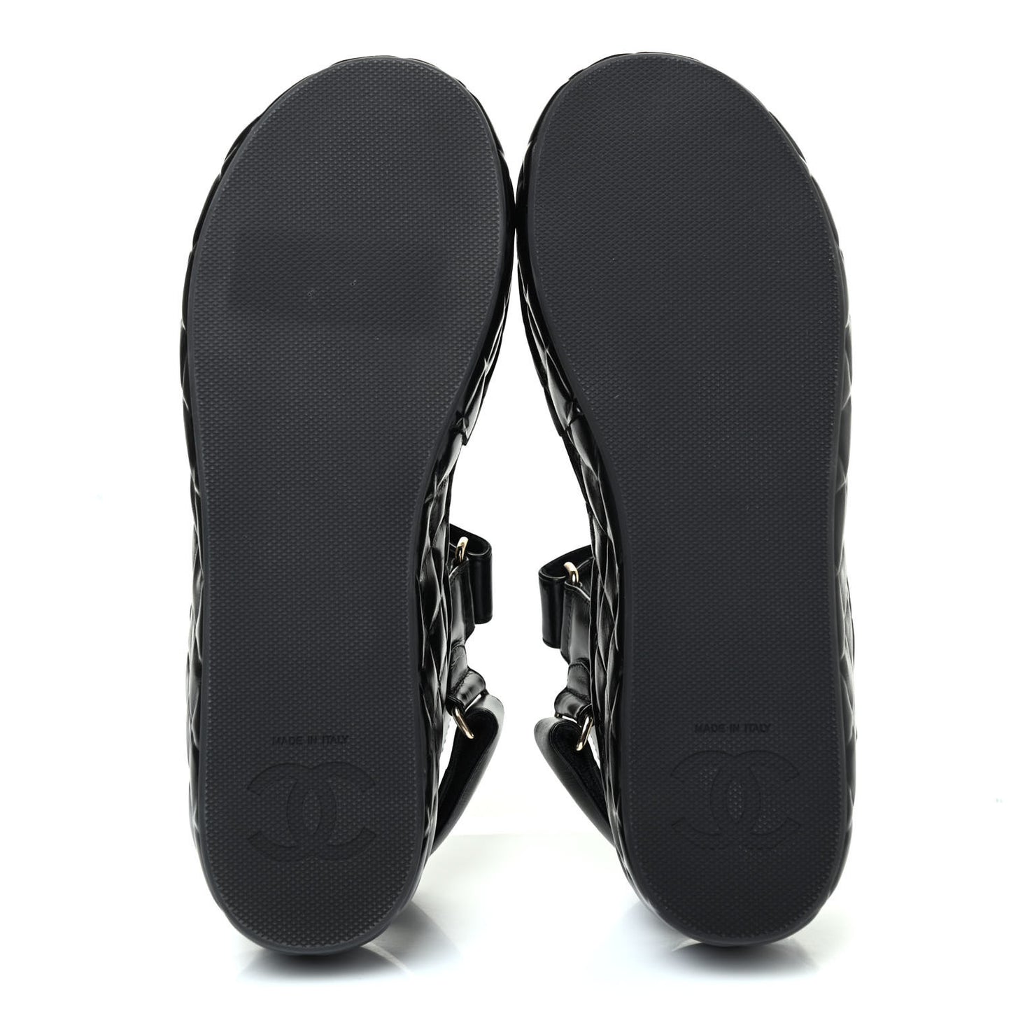 Shiny Calfskin Logo Platform Sandals 37 Black