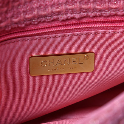 Chanel Metallic Tweed Quilted Large Chanel 19 Flap Pink 6 of 12