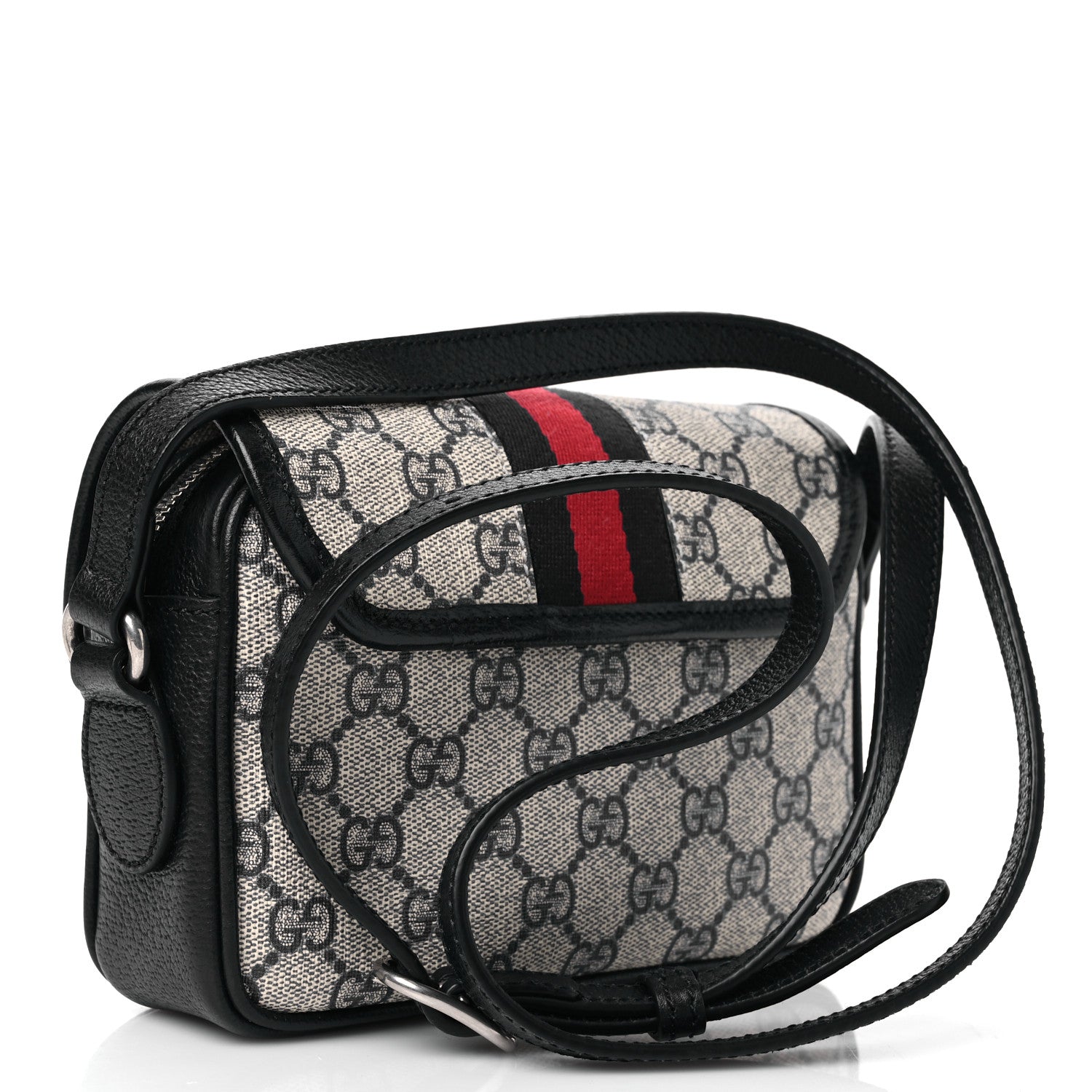 Gucci GG Supreme Monogram Textured Dollar Calfskin Mini Ophidia Flap Shoulder Bag Beige Blue 2 of 11