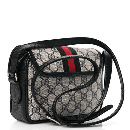 Gucci GG Supreme Monogram Textured Dollar Calfskin Mini Ophidia Flap Shoulder Bag Beige Blue 2 of 11