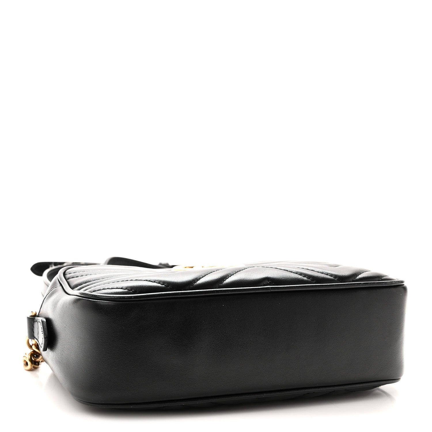 Gucci Calfskin Matelasse Small GG Marmont Chain Shoulder Bag Black 4 of 11