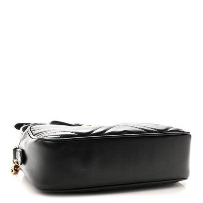 Gucci Calfskin Matelasse Small GG Marmont Chain Shoulder Bag Black 4 of 11