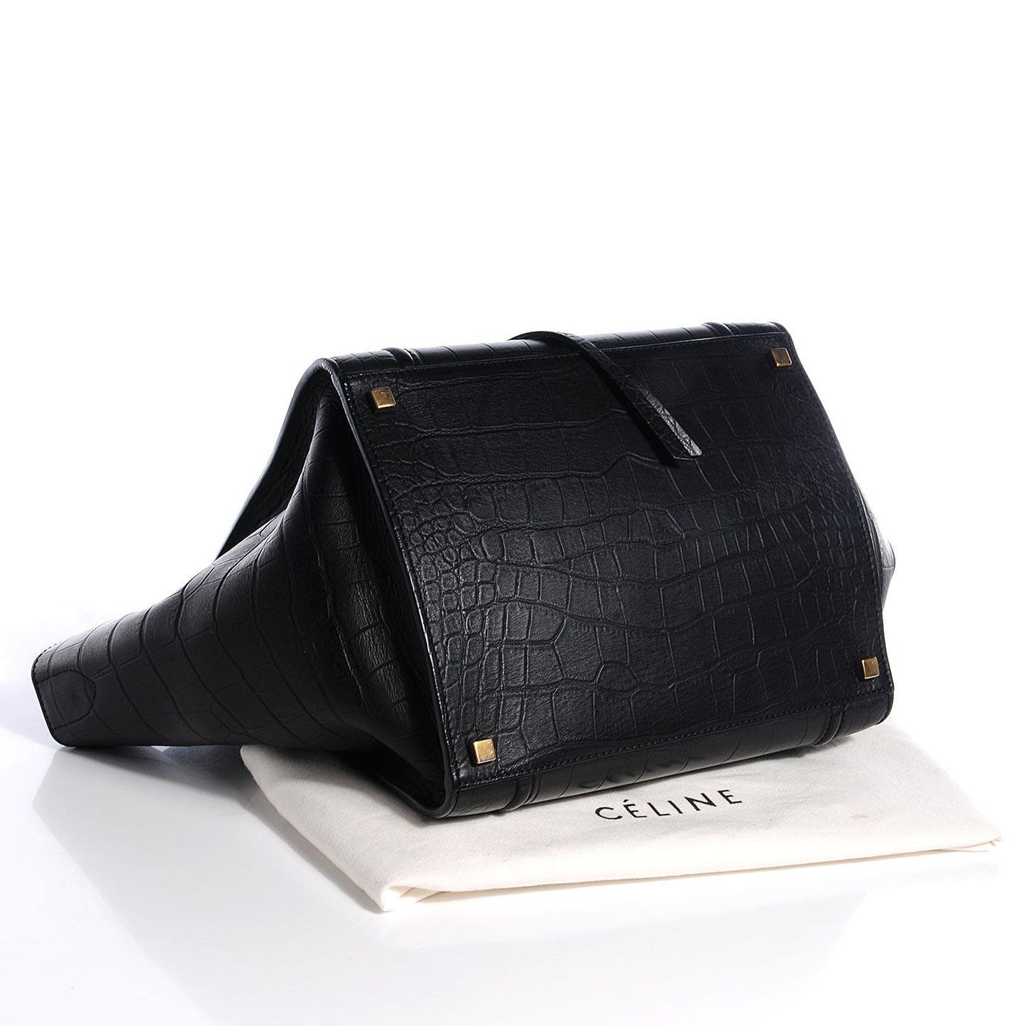 Crocodile Embossed Medium Phantom Luggage Black