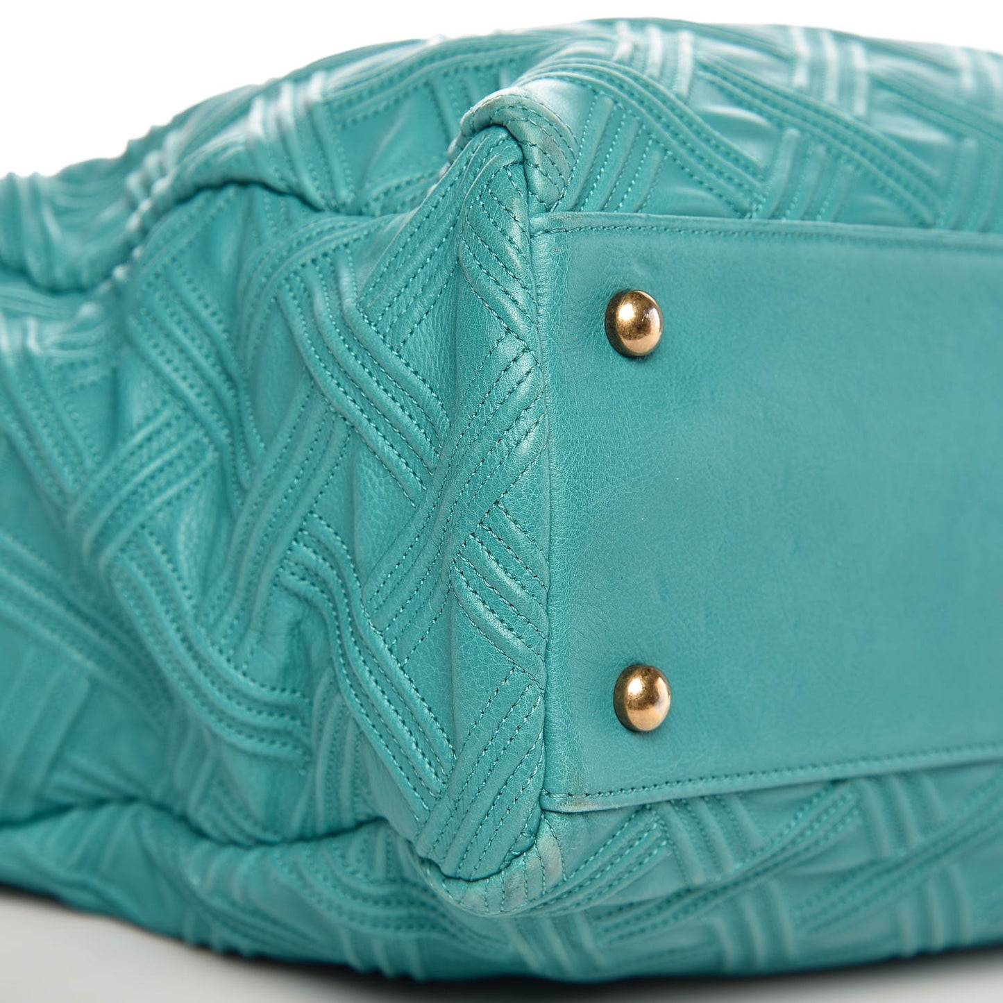 Calfskin Large Retro Girl Shopping Tote Turquoise