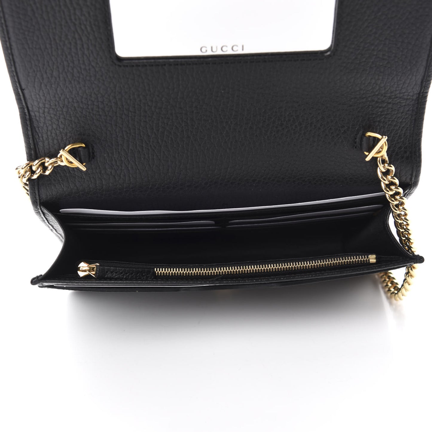 Calfskin Mini GG Marmont Chain Wallet Black
