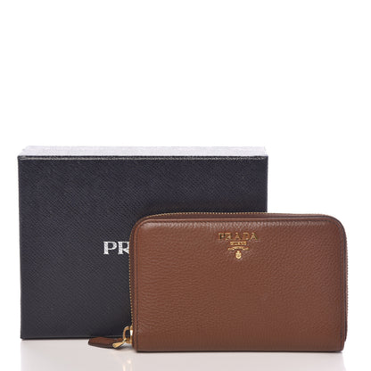 Prada Vitello Daino Compact Zip Around Wallet Palissandro 7 of 7