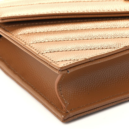 Saint Laurent Grain De Poudre Matelasse Chevron Monogram Envelope Chain Wallet Natural Dark 10 of 11