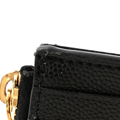 Saint Laurent Grain De Poudre Matelasse Chevron Monogram Fragments Zippered Card Case Black 10 of 10