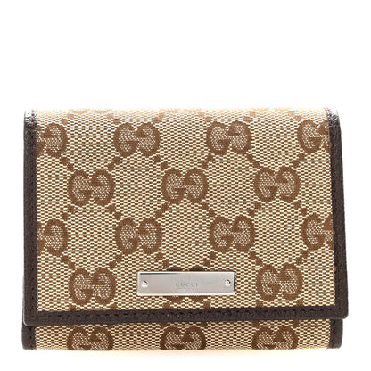 Gucci GG Monogram Card Case Flap Wallet Dark Brown 1 of 6