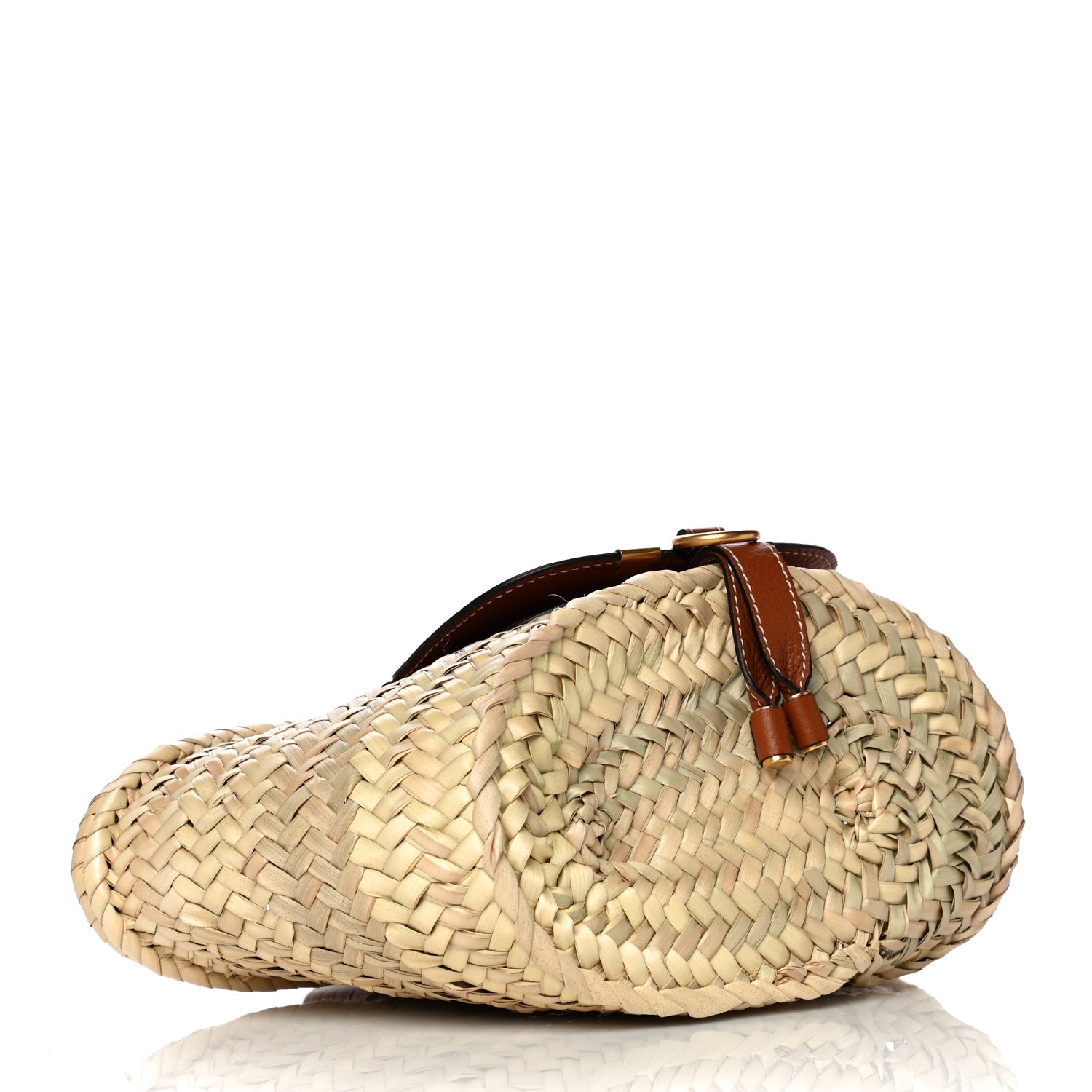Chloe Raffia Small Grain Calfskin Small Marcie Basket Tan 3 of 9