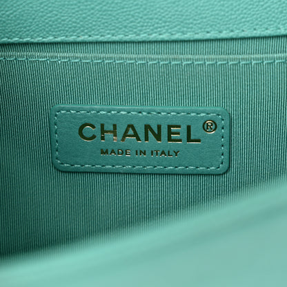 Chanel Caviar Chevron Quilted Small Boy Flap Green 6 of 11