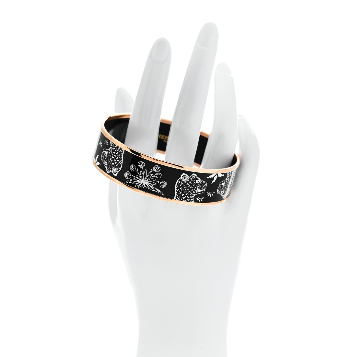Enamel Printed Wide Les Leopards Bracelet 70 Black
