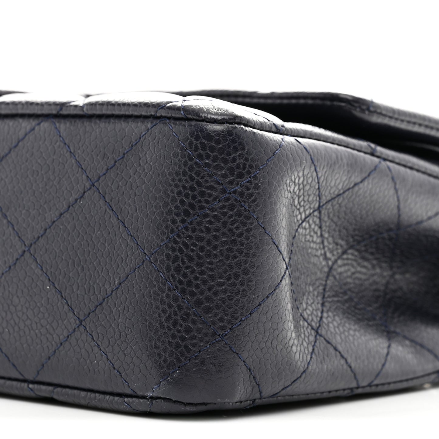 Caviar Quilted Medium Double Flap Navy
