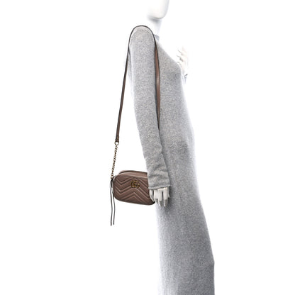 Gucci Calfskin Matelasse Mini GG Marmont Chain Shoulder Bag Nude 2 of 11