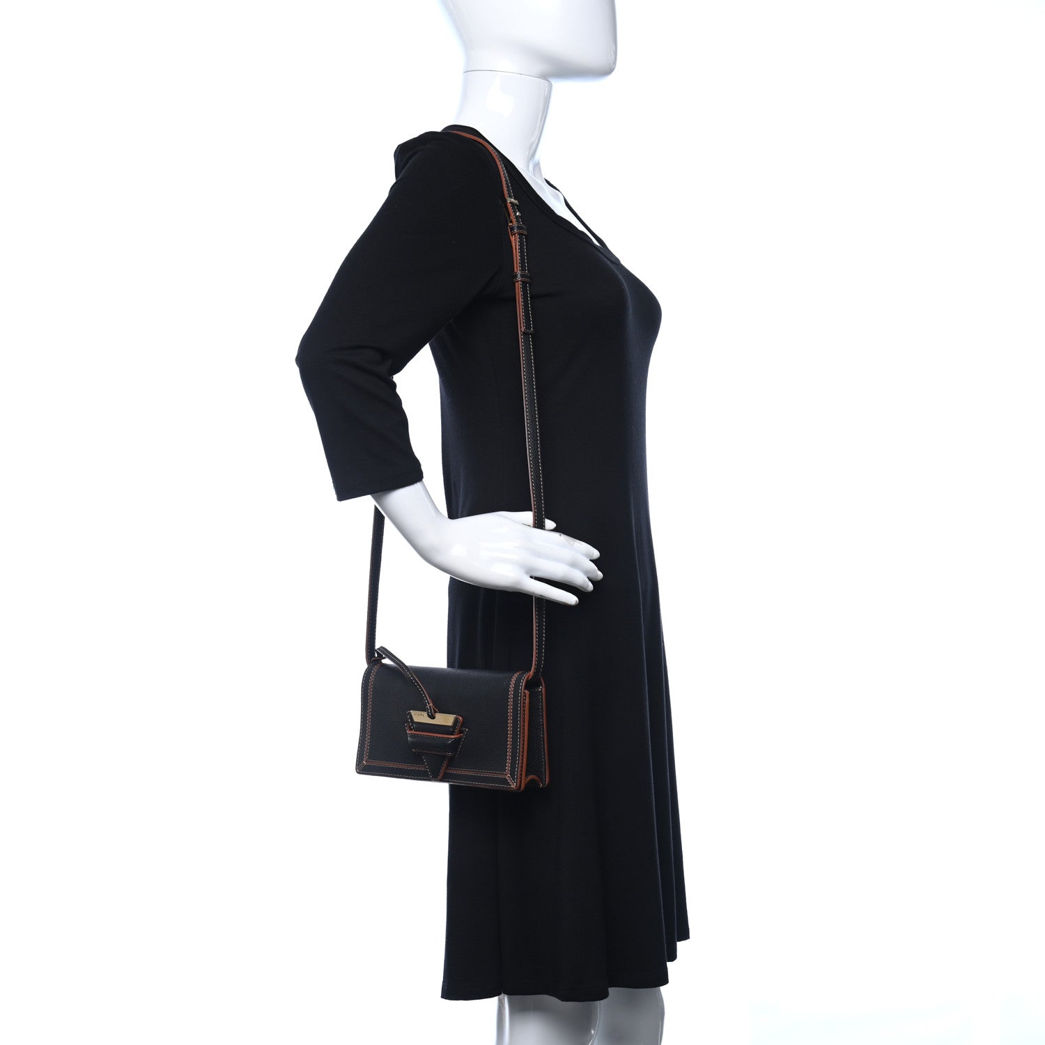 Loewe Grained Calfskin Mini Barcelona Shoulder Bag Black 2 of 10