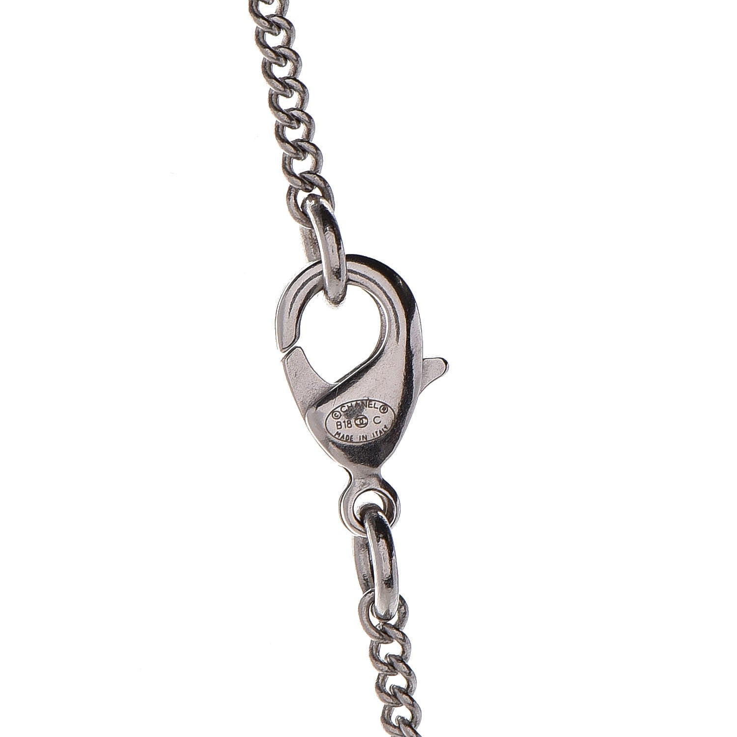 Chanel Baguette Crystal Winged CC Necklace Silver 5 of 6