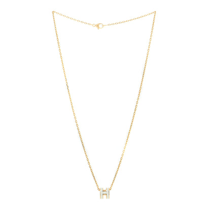 Hermes Lacquered Gold Mini Pop H Pendant Necklace White 3 of 7