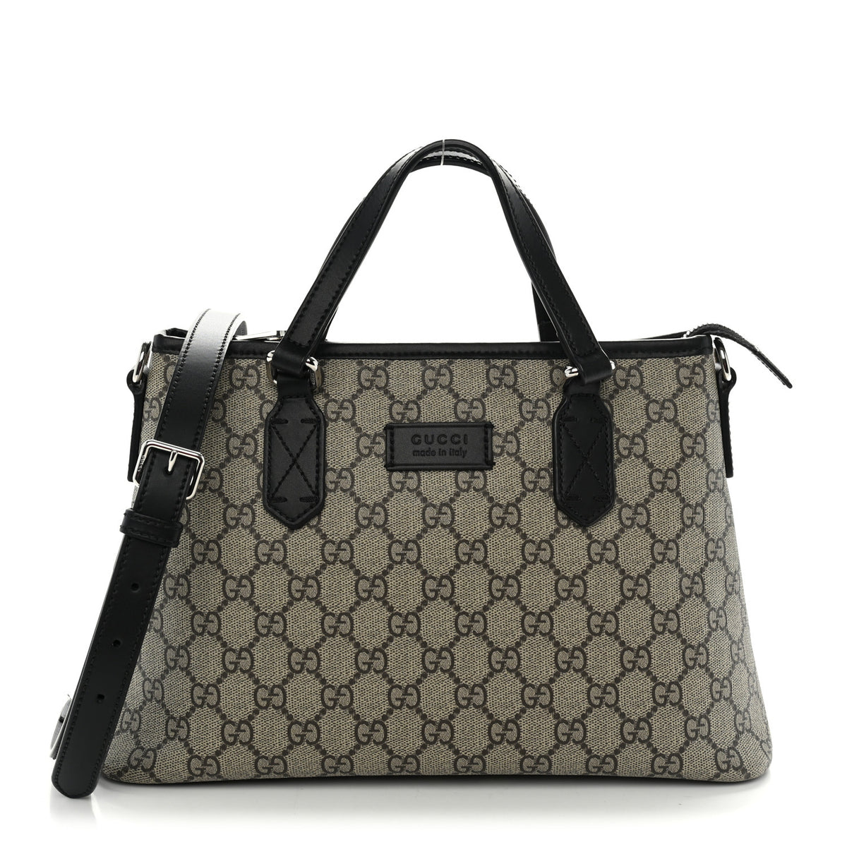 GG Supreme Monogram Small Zippered Tote Black