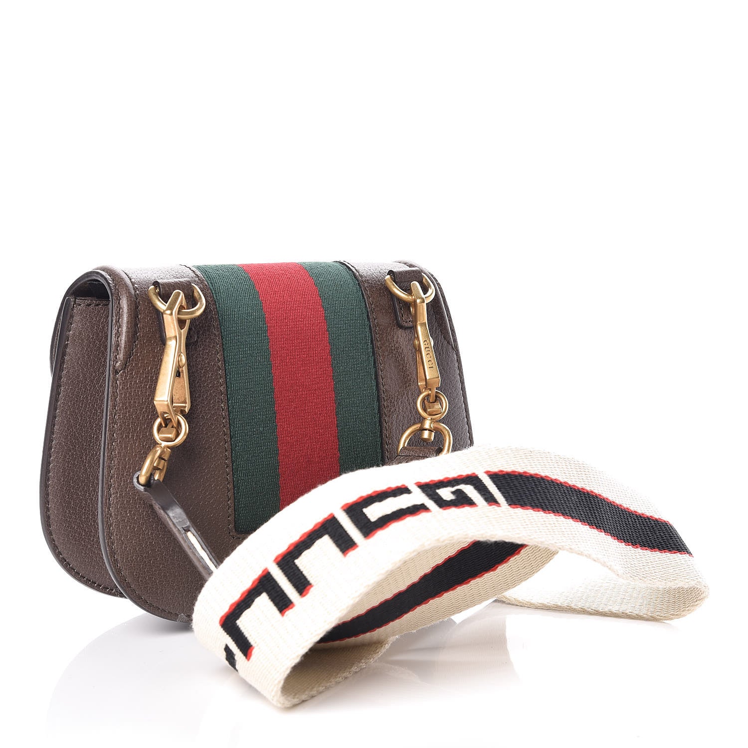 Gucci Textured Calfskin Web Crystal Heart Stripe Small Totem Shoulder Bag New Acero 3 of 10