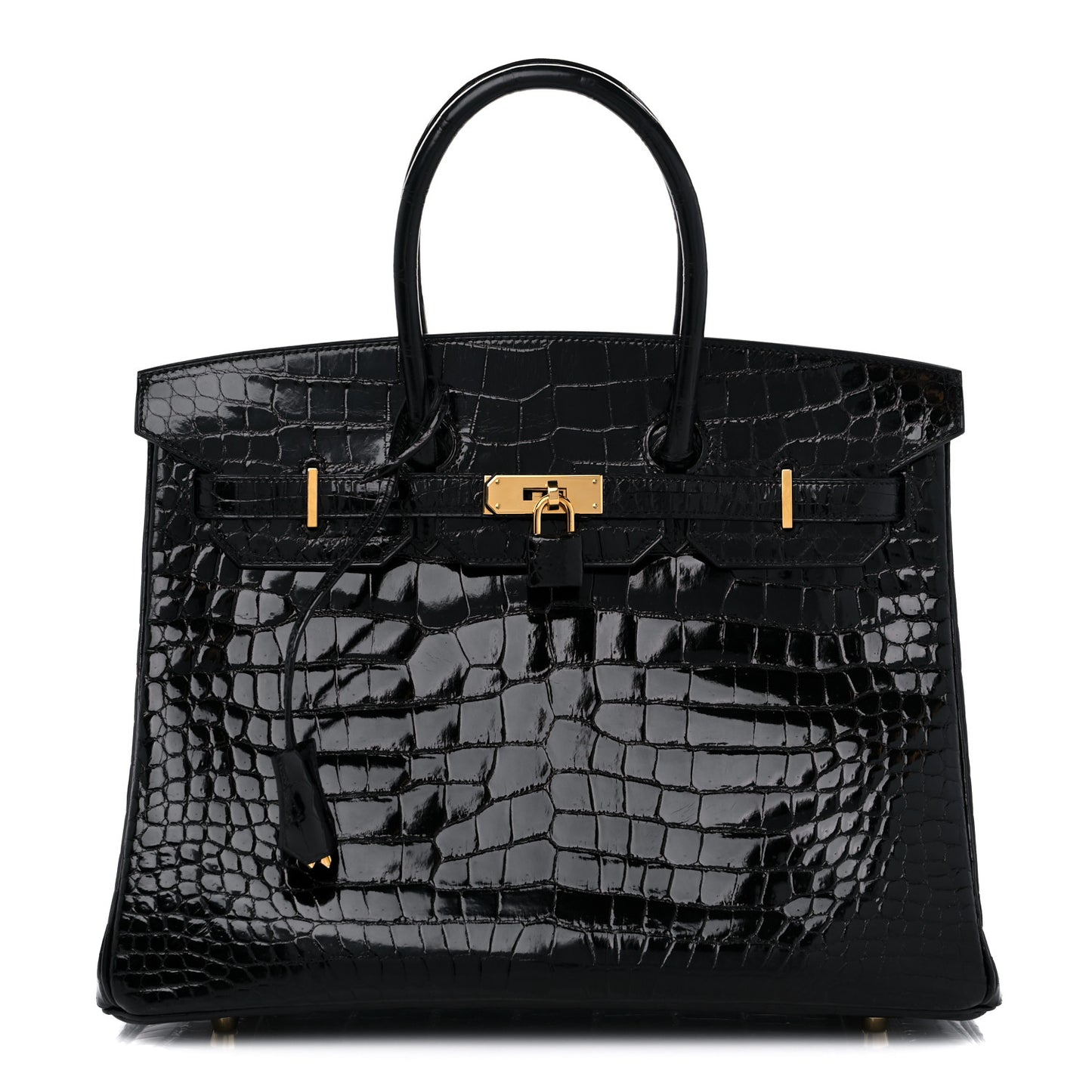 Shiny Porosus Crocodile Birkin 35 Black