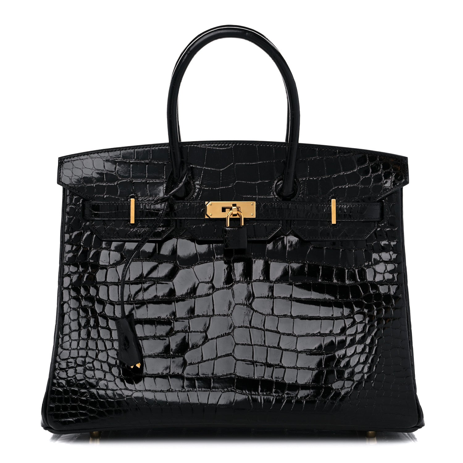 Hermes Shiny Porosus Crocodile Birkin 35 Black 1 of 10