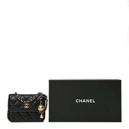 Chanel Lambskin Quilted Pearl Crush Clutch With Chain Black 12 of 12