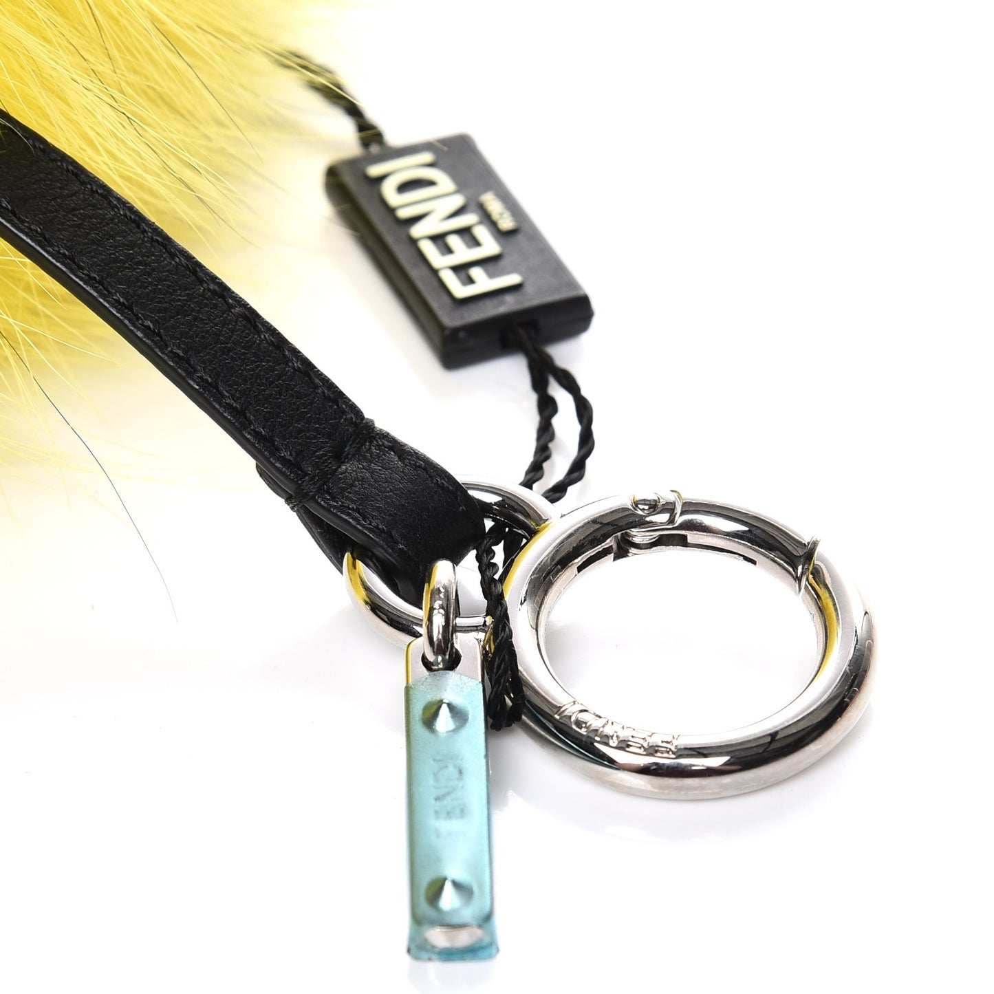 Fox Mink Rabbit Fur Vitello Dolce Flashy Monster Bag Bug Charm Giallo Fluo Multicolor