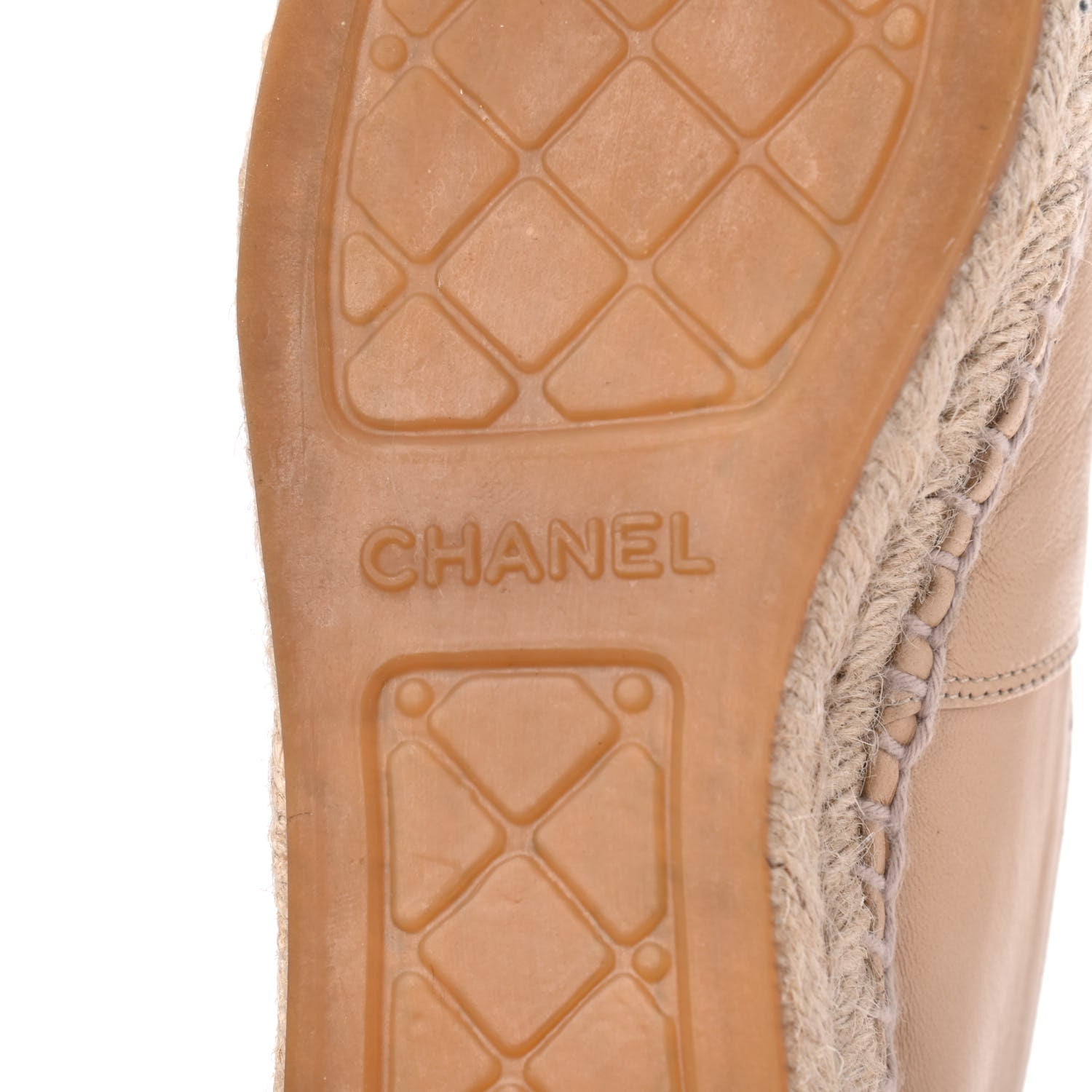 Chanel Lambskin CC Espadrilles 35 Beige Black 7 of 22